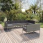 vidaXL Set de muebles de jardín 9 pzas y cojines ratán sintético gris vidaXL Set de muebles de jardín 9 pzas y cojines ratán sintético gris