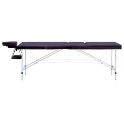 vidaXL Camilla de masaje plegable 3 zonas aluminio morado