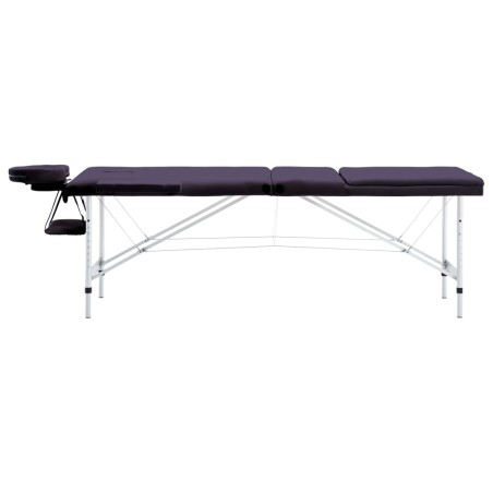 vidaXL Camilla de masaje plegable 3 zonas aluminio morado