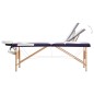 vidaXL Camilla de masaje plegable 3 zonas madera blanco y morado vidaXL Camilla de masaje plegable 3 zonas madera blanco y morado