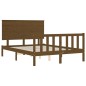 vidaXL Estructura de cama matrimonio con cabecero madera marrón miel