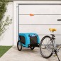 vidaXL Remolque de bicicleta mascotas hierro tela Oxford azul negro
