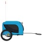 vidaXL Remolque de bicicleta mascotas hierro tela Oxford azul negro