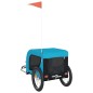 vidaXL Remolque de bicicleta mascotas hierro tela Oxford azul negro
