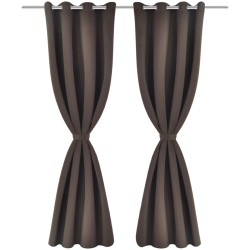 2 cortinas marrones oscuras con anillas blackout 135x245cm