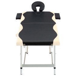 vidaXL Camilla de masaje plegable 2 zonas aluminio negro y beige