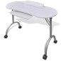 vidaXL Mesa de manicura plegable con ruedas blanco  