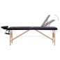 vidaXL Camilla de masaje plegable 3 zonas madera negro y morado vidaXL Camilla de masaje plegable 3 zonas madera negro y morado