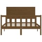 vidaXL Estructura de cama matrimonio con cabecero madera marrón miel
