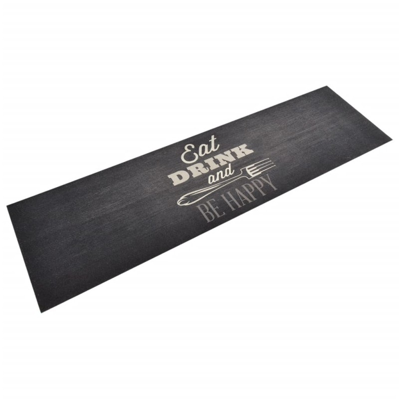 vidaXL Alfombra de cocina lavable terciopelo negro 45x150 cm vidaXL Alfombra de cocina lavable terciopelo negro 45x150 cm