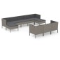vidaXL Set de muebles de jardín 10 pzas y cojines ratán sintético gris vidaXL Set de muebles de jardín 10 pzas y cojines ratán sintético gris