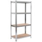 vidaXL Estantería 4 niveles 2 uds acero madera contrachapada plateado vidaXL Estantería 4 niveles 2 uds acero madera contrachapada plateado