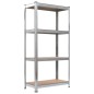 vidaXL Estantería 4 niveles 2 uds acero madera contrachapada plateado vidaXL Estantería 4 niveles 2 uds acero madera contrachapada plateado