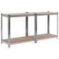vidaXL Estantería 4 niveles 2 uds acero madera contrachapada plateado vidaXL Estantería 4 niveles 2 uds acero madera contrachapada plateado