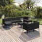 vidaXL Set muebles de jardín 10 pzas y cojines ratán sintético negro vidaXL Set muebles de jardín 10 pzas y cojines ratán sintético negro