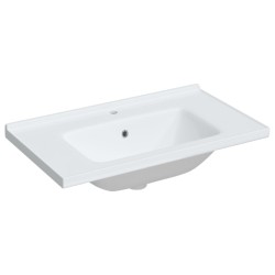 vidaXL Lavabo de baño rectangular cerámica blanco 81x48x19,5 cm