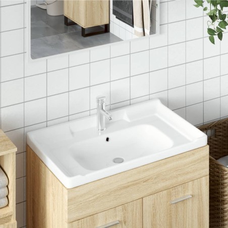 vidaXL Lavabo de baño rectangular cerámica blanco 91,5x48x23 cm