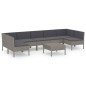 vidaXL Set de muebles de jardín 8 pzas y cojines ratán sintético gris vidaXL Set de muebles de jardín 8 pzas y cojines ratán sintético gris