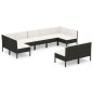 vidaXL Set de muebles de jardín 9 pzas y cojines ratán sintético negro vidaXL Set de muebles de jardín 9 pzas y cojines ratán sintético negro