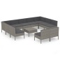 vidaXL Set de muebles de jardín 12 pzas y cojines ratán sintético gris vidaXL Set de muebles de jardín 12 pzas y cojines ratán sintético gris