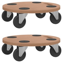 vidaXL Soportes con ruedas 2 uds madera de ingeniería redondo