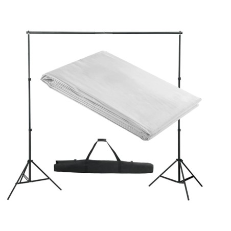 vidaXL Sistema de soporte de telón fondo 300x300 cm blanco