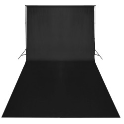 vidaXL Kit de estudio fotográfico telón fondo negro 600x300 cm y luces 