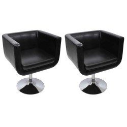 vidaXL Taburete de bar 2 unidades cuero artificial negro 