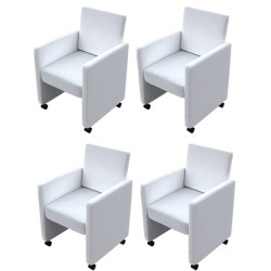  vidaXL Sillas de comedor 4 unidades cuero sintético blanco