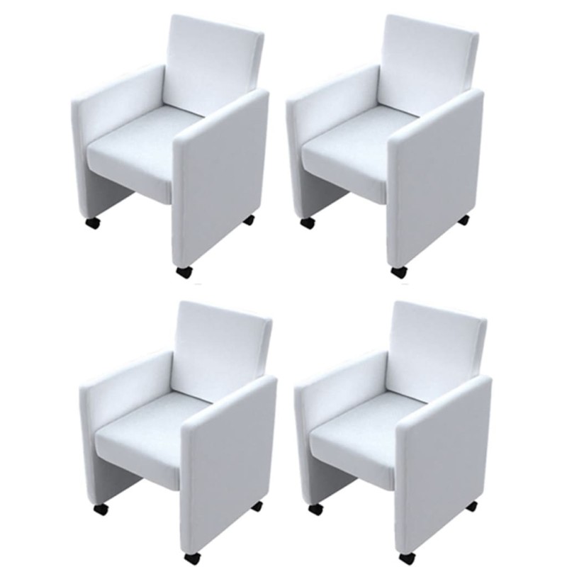vidaXL Sillas de comedor 4 unidades cuero sintético blanco vidaXL Sillas de comedor 4 unidades cuero sintético blanco