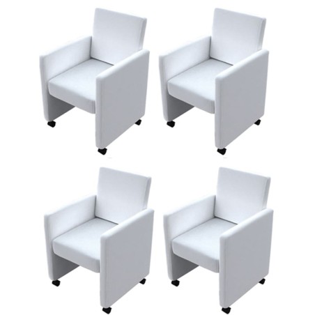  vidaXL Sillas de comedor 4 unidades cuero sintético blanco