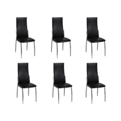 vidaXL Sillas de comedor 6 unidades cuero sintético negro