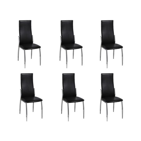 vidaXL Sillas de comedor 6 unidades cuero sintético negro