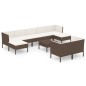 vidaXL Set muebles de jardín 10 pzas y cojines ratán sintético marrón vidaXL Set muebles de jardín 10 pzas y cojines ratán sintético marrón