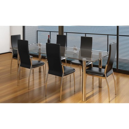 vidaXL Sillas de comedor 6 unidades cuero sintético negro