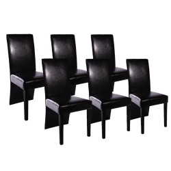vidaXL Sillas de comedor 6 unidades cuero artificial negro 