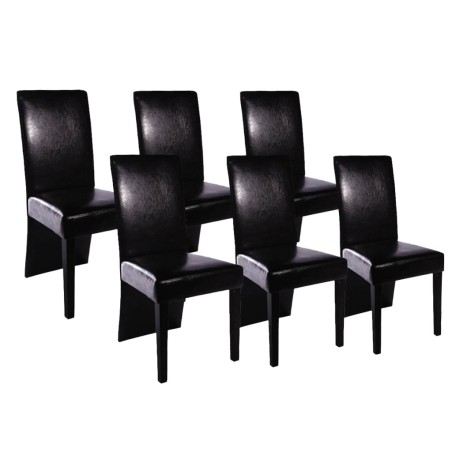 vidaXL Sillas de comedor 6 unidades cuero artificial negro 
