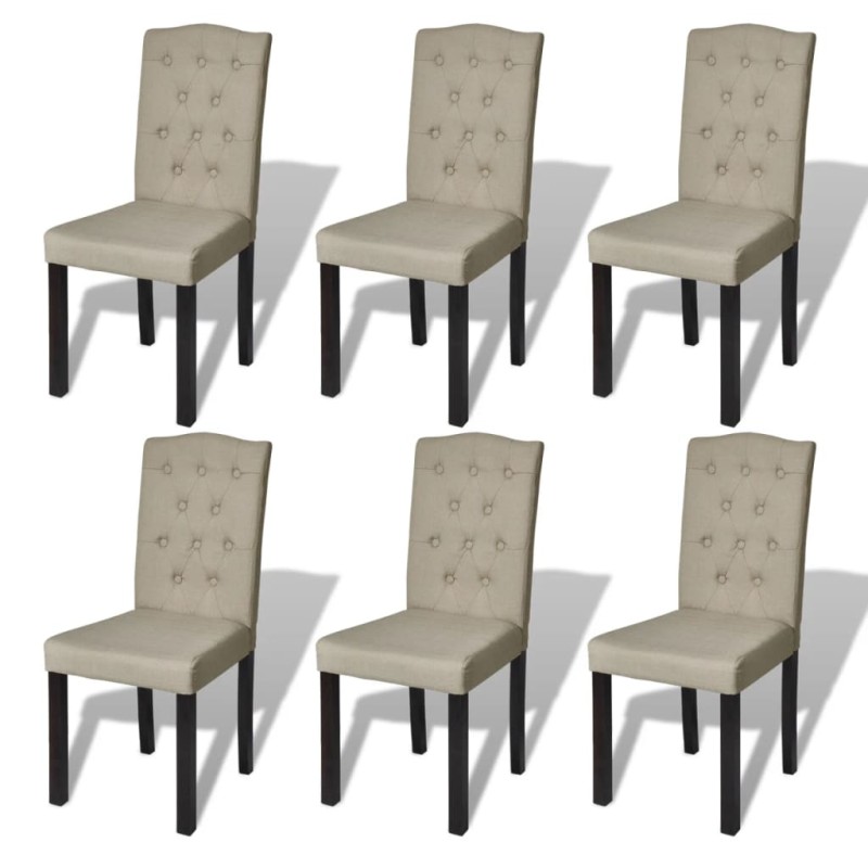 vidaXL Sillas de comedor 6 unidades de tela camel vidaXL Sillas de comedor 6 unidades de tela camel