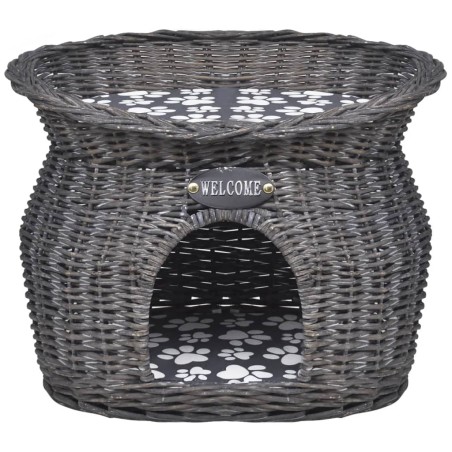 vidaXL Casa/cama/ rascador para mascotas de sauce con cojín