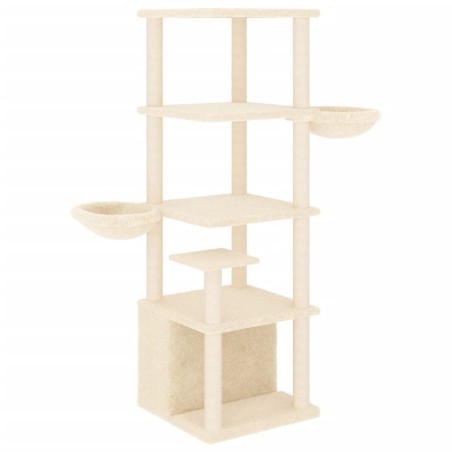 vidaXL Rascador para gatos con postes de sisal color crema 147 cm