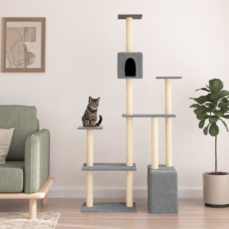 vidaXL Rascador para gatos con postes de sisal gris claro 180 cm