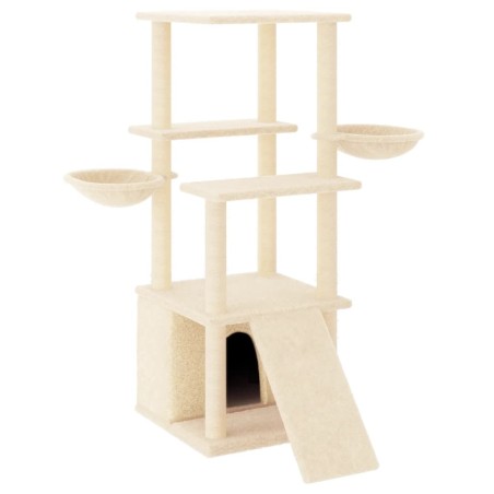 vidaXL Rascador para gatos con postes de sisal color crema 133 cm