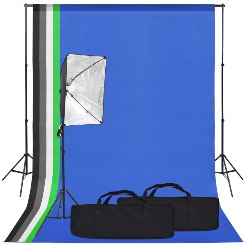 vidaXL Kit de estudio fotográfico con softbox y fondo vidaXL Kit de estudio fotográfico con softbox y fondo