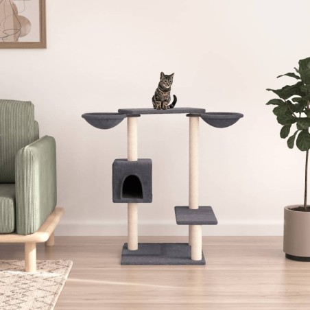 vidaXL Rascador para gatos con postes gris oscuro 82 cm