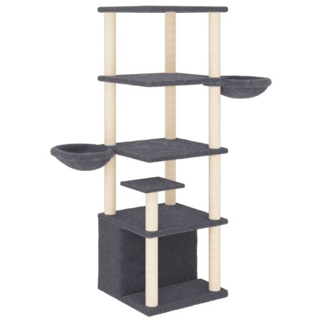 vidaXL Rascador para gatos con postes de sisal gris oscuro 147 cm