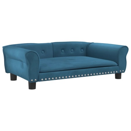 vidaXL Cama para perros de terciopelo azul 95x55x30 cm