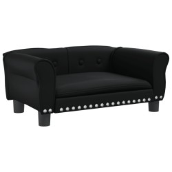 vidaXL Cama para perros de cuero sintético negra 70x45x30 cm