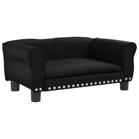vidaXL Cama para perros de cuero sintético negra 70x45x30 cm