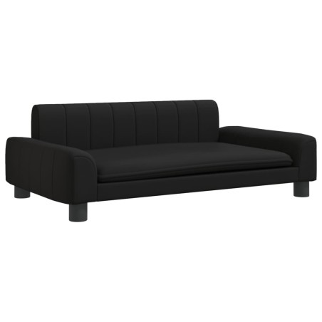 vidaXL Cama para perros de cuero sintético negra 90x53x30 cm
