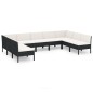 vidaXL Set de muebles de jardín 9 pzas y cojines ratán sintético negro vidaXL Set de muebles de jardín 9 pzas y cojines ratán sintético negro